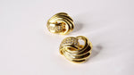 1980s Tiffany Inspired 18k Gold Plated Knot & Crystal Clip-On Earrings