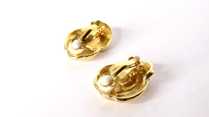 1980s Tiffany Inspired 18k Gold Plated Knot & Crystal Clip-On Earrings