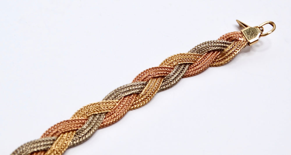 Vintage Three-Tone 14k Gold Braided Necklace