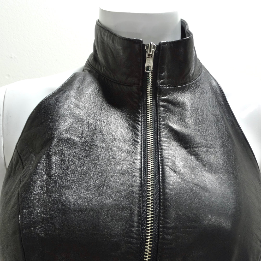 Michael Hoban 1980s Black Leather Zip-Up Top