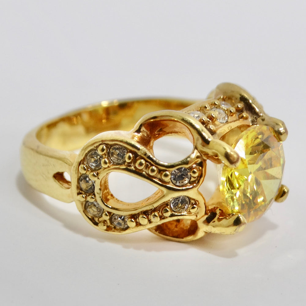 1970s 18K Gold Plated Synthetic Yellow Diamond Ring