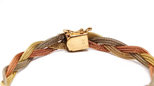 Vintage Three-Tone 14k Gold Braided Bracelet