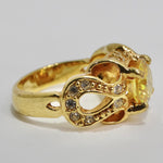 1970s 18K Gold Plated Synthetic Yellow Diamond Ring