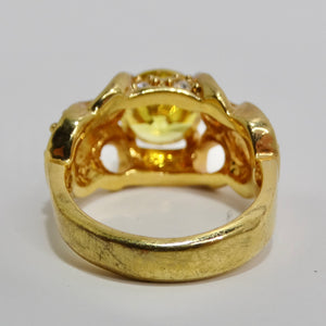 1970s 18K Gold Plated Synthetic Yellow Diamond Ring