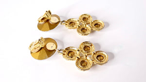 1980s Bulgari Inspired 18k Gold Plated Molten-Style Rhinestone Dangle Earrings