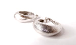 1980s Trifari Sterling Silver Textured Clip-On Hoop Earrings