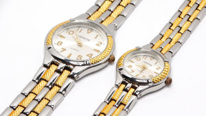 Tennis His & Her Wristwatch Set Geneva Quartz Two-Tone Gold and Silver Plated