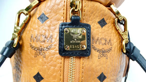 MCM Cognac Calfskin Visetos Bear Zoo Doll Backpack