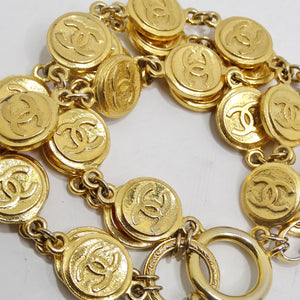 Chanel 1980s Gold Plated Multi Strand CC Charm Bracelet