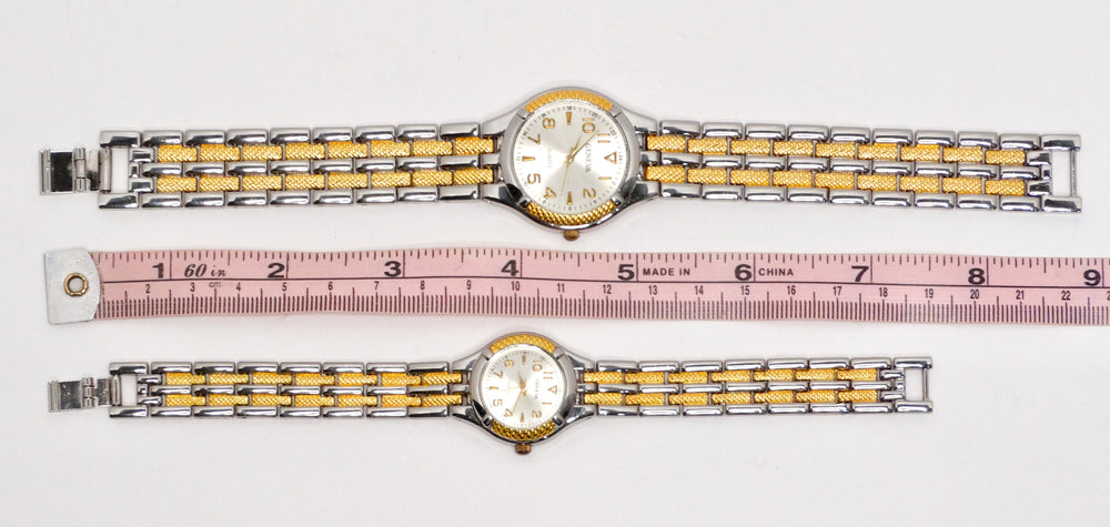 Tennis His & Her Wristwatch Set Geneva Quartz Two-Tone Gold and Silver Plated