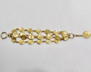 Chanel 1980s Gold Plated Multi Strand CC Charm Bracelet