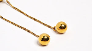 Chanel 18k Gold Plated Ball Charm Drop Earrings