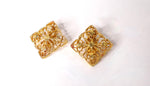 1970s 18k Gold Plated Filigree Detailed Clip-On Earrings