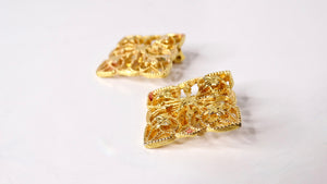 1970s 18k Gold Plated Filigree Detailed Clip-On Earrings