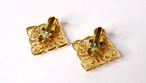 1970s 18k Gold Plated Filigree Detailed Clip-On Earrings