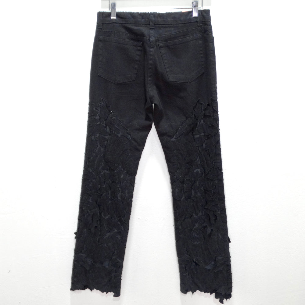 Roberto Cavalli 90s Black Denim Lace Jeans