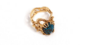 Spider Web Turquoise 14k Gold Ring