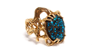 Spider Web Turquoise 14k Gold Ring