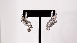 Vintage Diamante Crystal & Sterling Silver Plated Dangle Earrings