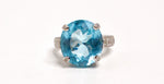 18k White Gold and Swiss Blue Topaz and Diamond Ring