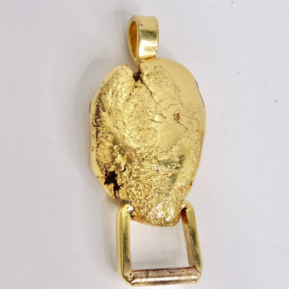 24K Gold Plated Nugget Pendent Circa 1980s