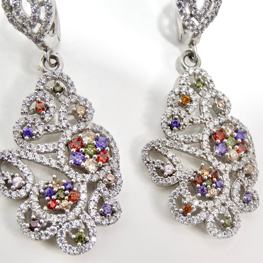 1990s Multicolor Swarovski Crystal Dangle Earrings