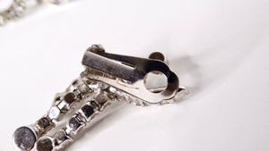 Vintage Diamante Crystal & Sterling Silver Plated Dangle Earrings