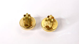 Vintage Handmade Damascene Spain 18k Gold Plated Clip-On Earrings