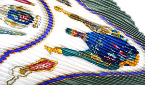 Hermes "Qu'importe le flacon" Bottle Print Silk Pleated Scarf circa 1980s