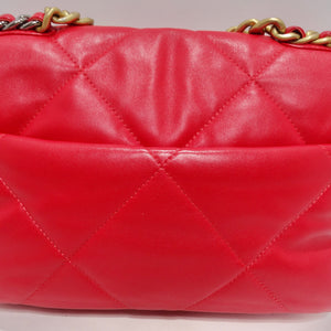 Chanel 19 Flap Bag Quilted Jersey Large Red