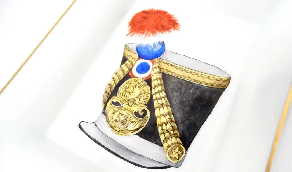 Hermes Large Porcelain French Military Hat Motif Ashtray