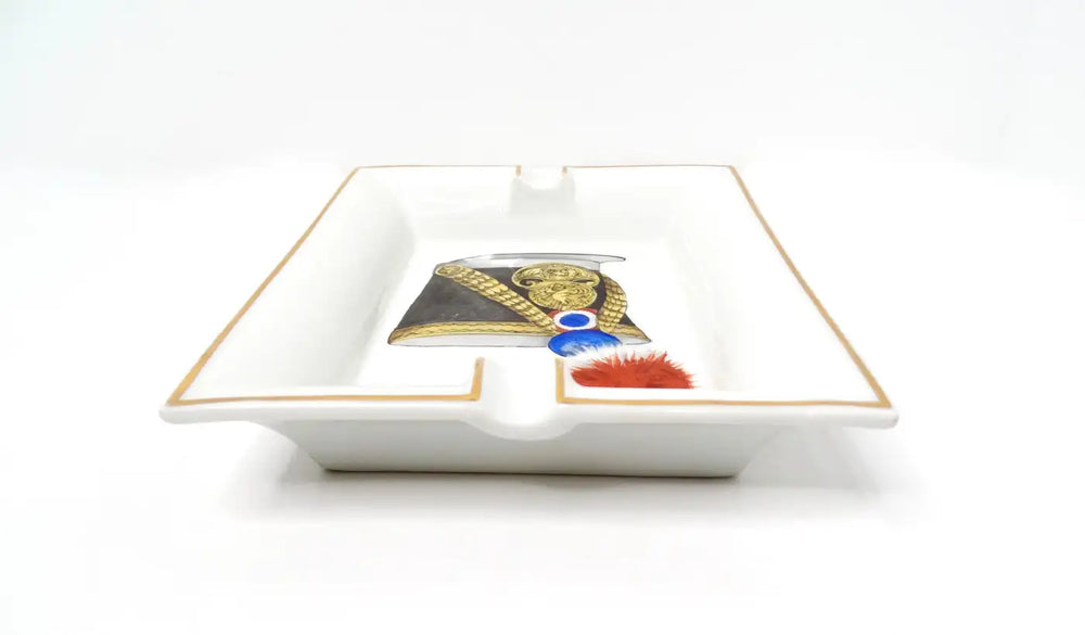 Hermes Large Porcelain French Military Hat Motif Ashtray