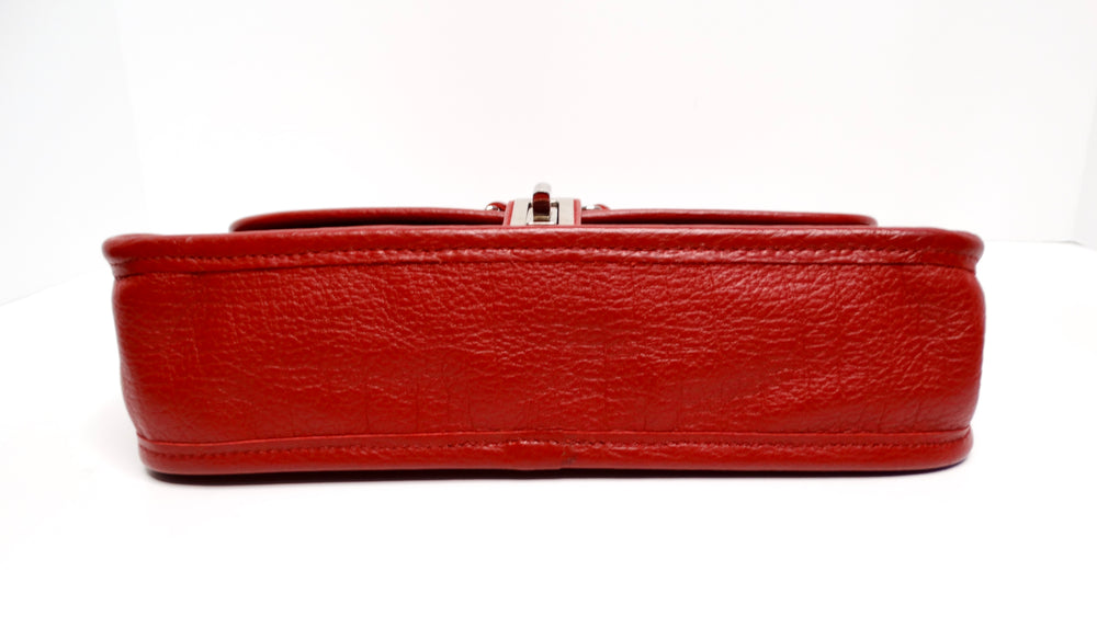 Chanel Circa 2003 Mademoiselle Red Leather Shoulder Bag