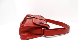 Chanel Circa 2003 Mademoiselle Red Leather Shoulder Bag