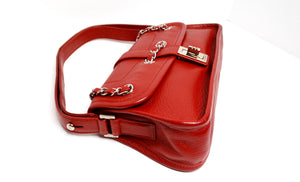 Chanel Circa 2003 Mademoiselle Red Leather Shoulder Bag