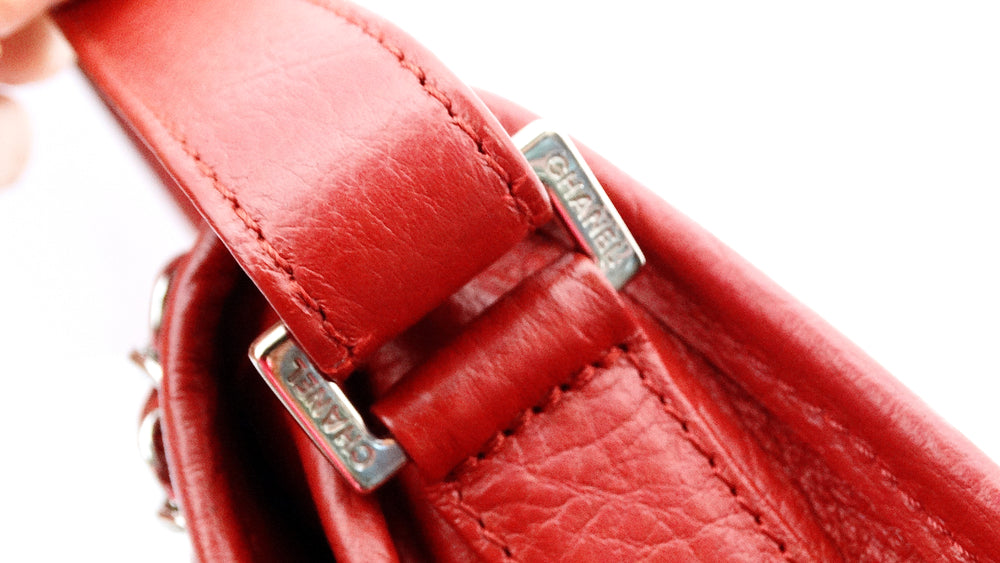 Chanel Circa 2003 Mademoiselle Red Leather Shoulder Bag