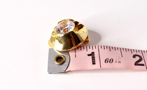 Vintage Chunky Geometric Crystal & 14k Gold Plated Stud Clip-On Earrings