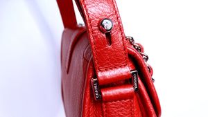 Chanel Circa 2003 Mademoiselle Red Leather Shoulder Bag