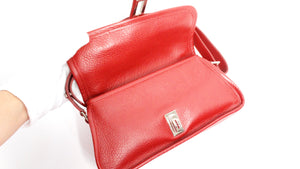 Chanel Circa 2003 Mademoiselle Red Leather Shoulder Bag