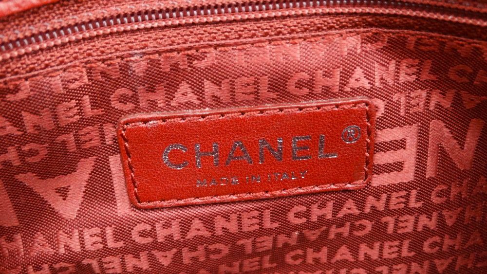 Chanel Circa 2003 Mademoiselle Red Leather Shoulder Bag