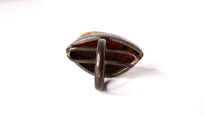 Vintage Large Costume Polished Amber Metal Cocktail Ring