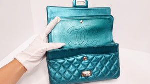 Chanel 2008 Reissue 2.55 Mademoiselle Metallic Turquoise Leather Shoulder Bag