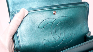 Chanel 2008 Reissue 2.55 Mademoiselle Metallic Turquoise Leather Shoulder Bag