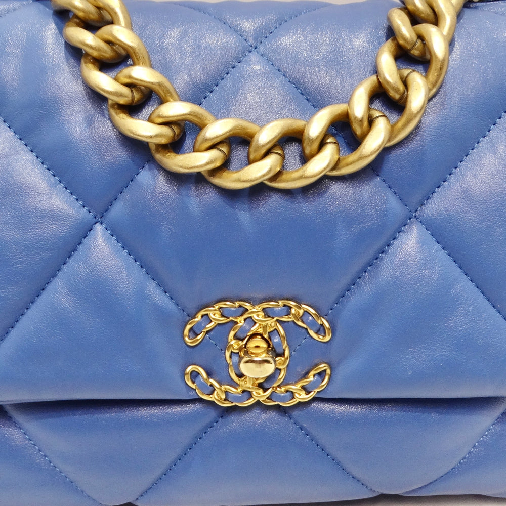 CHANEL Lambskin Quilted Medium Chanel 19 Flap Light Blue 1299901