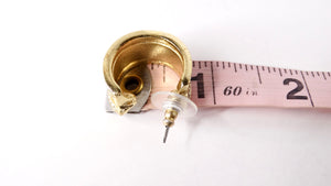Vintage Roman Numeral Rhinestone & 14k Gold Plated Hoop Earrings