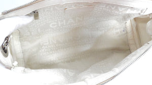 Chanel Circa 2004 Perforated White Leather Pulley Shoulder Bag