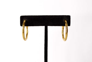 Vintage Skinny Hammered 18k Gold Plated Hoop Earrings