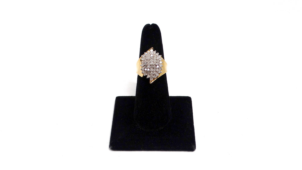 14k Natural Diamond Cocktail Cluster Ring Circa 1970s