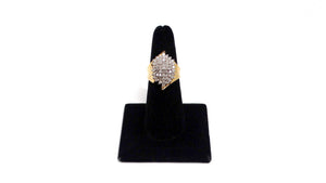 14k Natural Diamond Cocktail Cluster Ring Circa 1970s