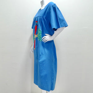 L. Fernandos 1980s Parrot Embroidered Dress L. Fernandos 1980s Parrot Embroidered Dress